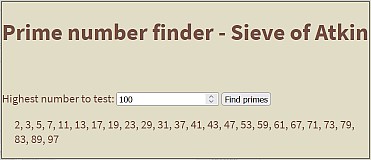 prime number generator screen shot